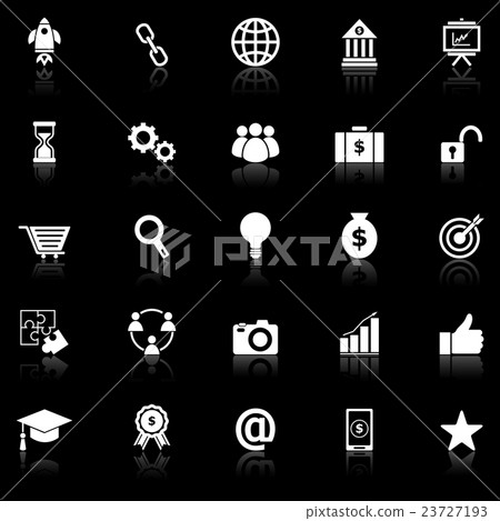 Start up icons with reflect on black background - Stock Illustration ...