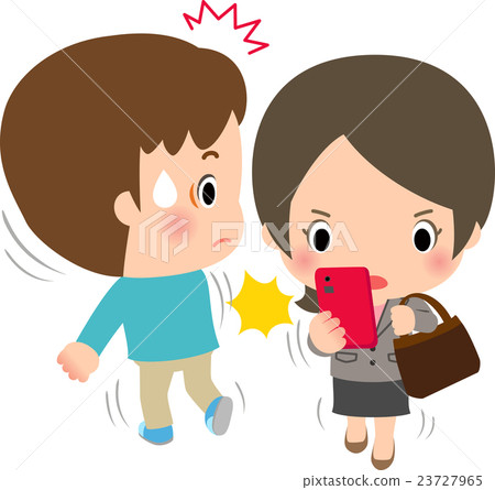 A woman who walks with a smartphone and hits a pedestrian 23727965