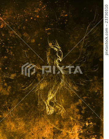 drawing of phoenix. computer collage and color 23730310
