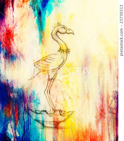 flamingo illustration. original drawing on paper 23730313