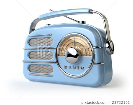Blue vintage retro radio receiver isolated Blue vintage retro radio receiver isolated 23732191