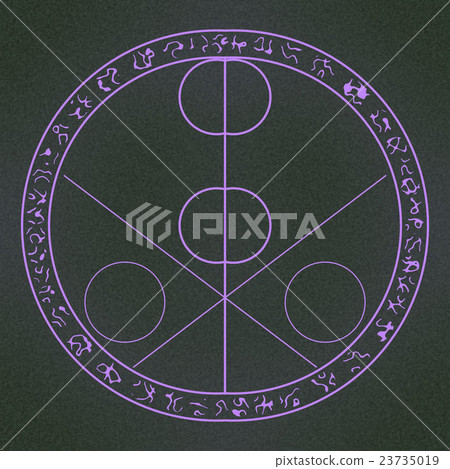 Magical signs inside the circle 3d illustration 23735019