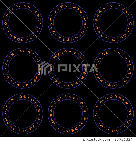 Magical signs inside the circle 3d illustration 23735324