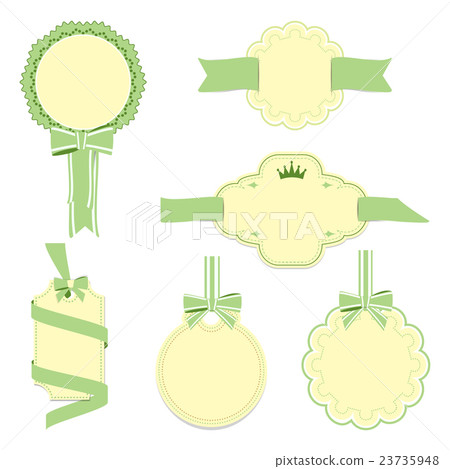 Set of yellow and green badges label Set of yellow and green badges label 23735948