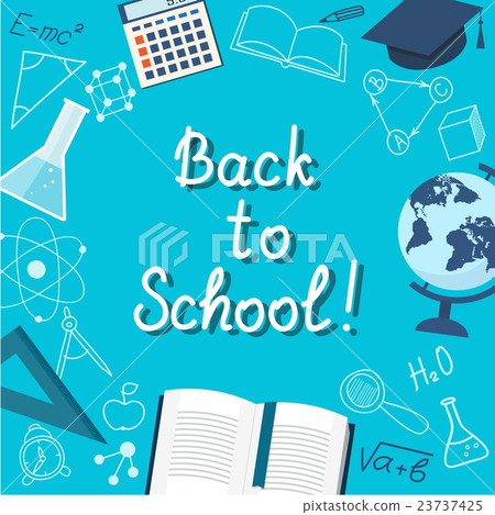 banner Back to School on the blue - Stock Illustration [23737425] - PIXTA