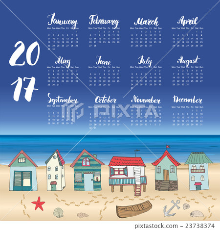 Calendar 2017 Year One Sheet, Vector Calendar 2017 Year One Sheet, Vector 23738374