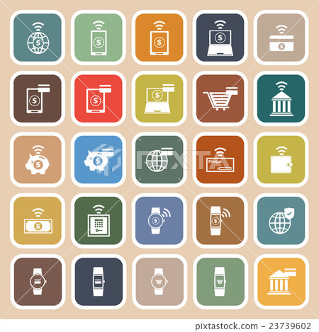 Fintech flat icons on brown background 23739602