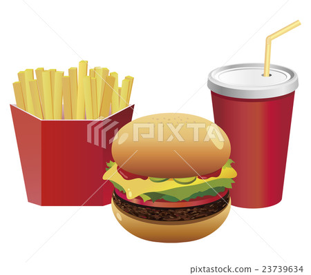 Hamburger set red solid - Stock Illustration [23739634] - PIXTA
