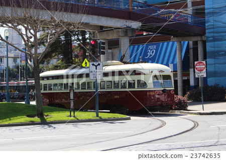 Old-style truck running San Francisco Fischerman's Wharf United States 23742635