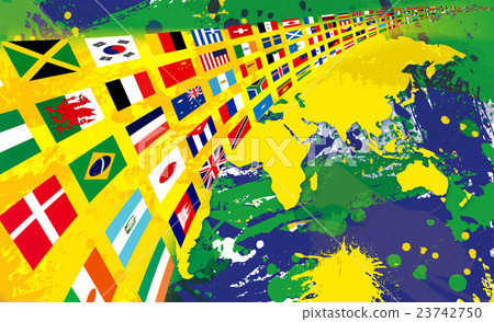 Flag Map Of Brazil Brazil Color World Map And World Flag - Stock Illustration [23742750] -  Pixta