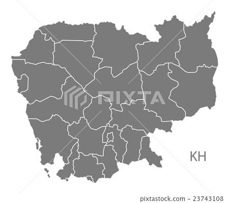 Cambodia provinces Map grey Cambodia provinces Map grey 23743108