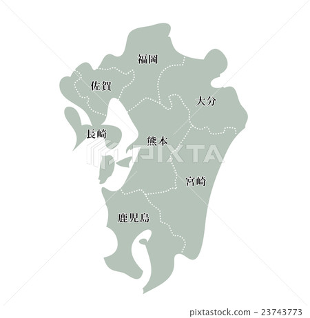 Kyushu map gray - Stock Illustration [23743773] - PIXTA