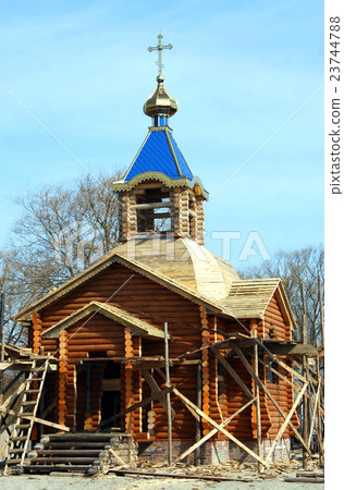 Construction of a wooden church Construction of a wooden church 23744788