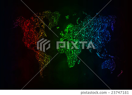 Map silhouette of lights on dark background Map silhouette of lights on dark background 23747181