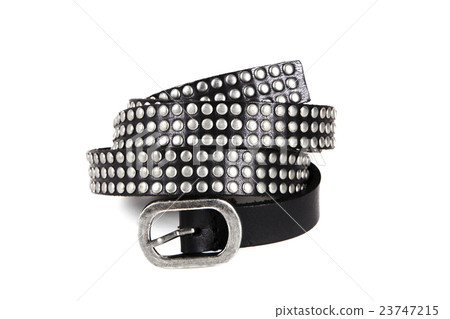 Black colour rocker fashion belt on background Black colour rocker fashion belt on background 23747215