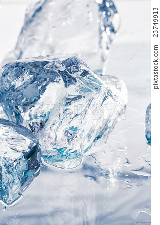 Pieces of ice on the table 23749913