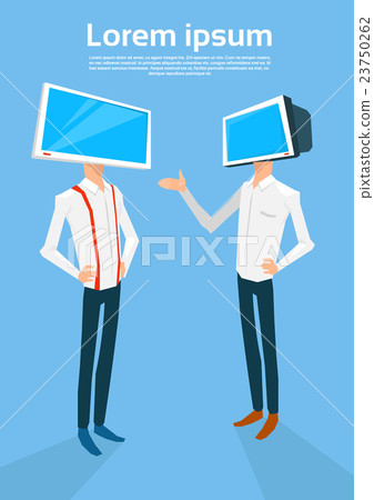 Business People With Computer Monitor Head Online Business People With Computer Monitor Head Online 23750262