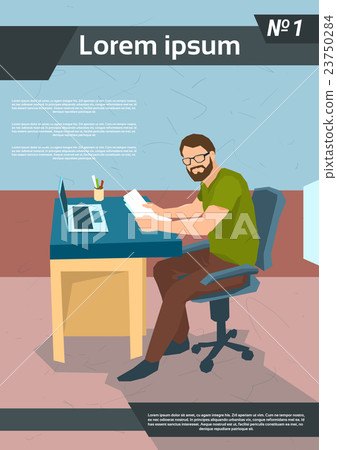 Casual Business Man Freelancer Working Laptop 23750284