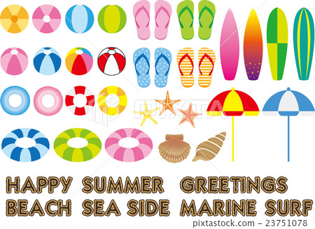 Beach material illustration set Beach material illustration set 23751078