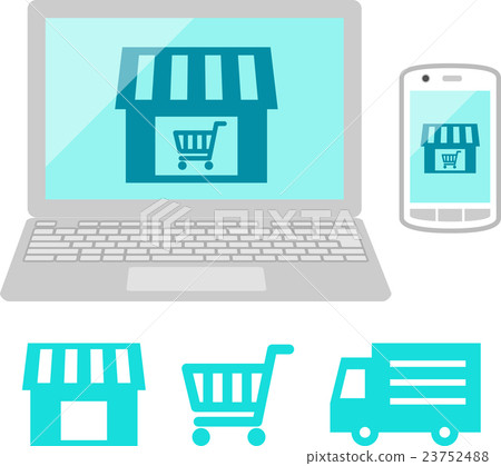 Internet shopping at personal computer, smartphone Internet shopping at personal computer, smartphone 23752488
