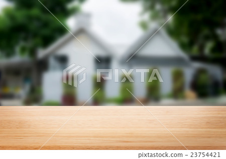 Perspective wood with blurred in park background 23754421