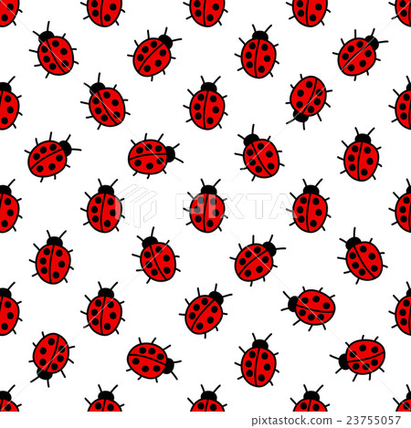 Bright seamless pattern of ladybugs crawling  23755057