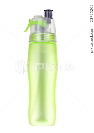 Green flask plastic isolated for drinking water 23755202