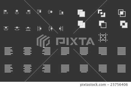 Set of align shapes, text and objects vector icons Set of align shapes, text and objects vector icons 23756406