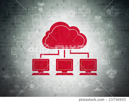 Cloud technology concept: Cloud Network on Digital Cloud technology concept: Cloud Network on Digital 23756935