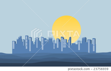 Silhouette of building at morning Silhouette of building at morning 23756939