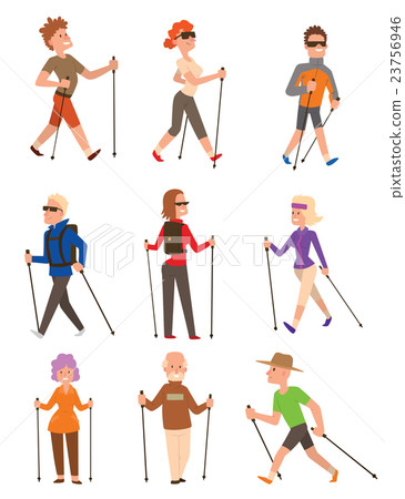 Nordic walking sport vector people Nordic walking sport vector people 23756946