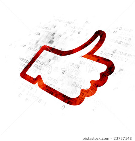 Social media concept: Thumb Up on Digital Social media concept: Thumb Up on Digital 23757148