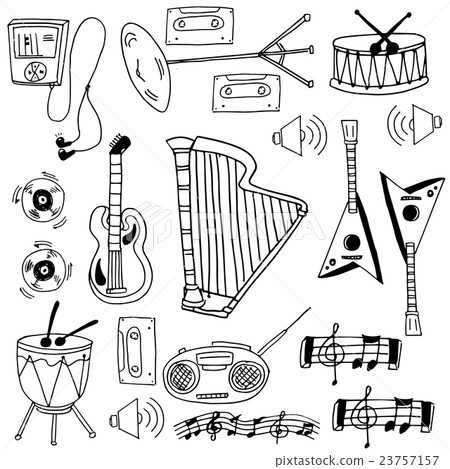 Doodle of stock music object - Stock Illustration [23757157] - PIXTA