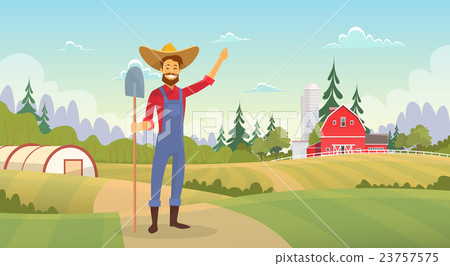 Farmer Standing Show Farm, Farmland Countryside 23757575