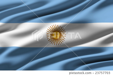 皺摺的阿根廷國旗特寫紋理背景（高分辨率 3D CG 渲染∕著色插圖） 23757703