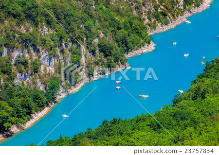 Verdon Canyon with boats in Provence, France. 23757834