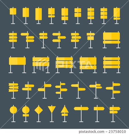 Road Signs and Pointers Flat Icons Set Road Signs and Pointers Flat Icons Set 23758010