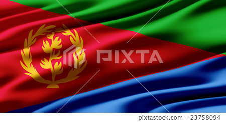 皺摺的厄利垂亞國旗特寫紋理背景（高分辨率 3D CG 渲染∕著色插圖） 23758094