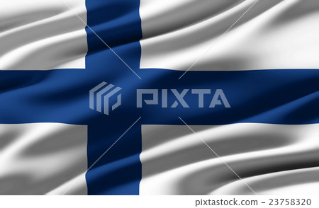 皺摺的芬蘭國旗特寫紋理背景（高分辨率 3D CG 渲染∕著色插圖） 23758320