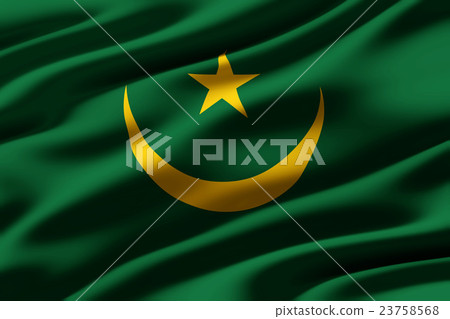 皺摺的茅利塔尼亞國旗特寫紋理背景（高分辨率 3D CG 渲染∕著色插圖） 23758568