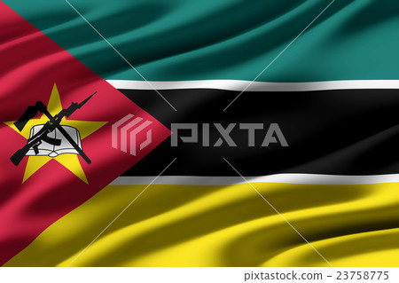 Wrinkled Mozambique Flag Closeup Texture Background (High Resolution 3D CG Rendering ∕ Coloring Illustration) Wrinkled Mozambique Flag Closeup Texture Background (High Resolution 3D CG Rendering ∕ Coloring Illustration) 23758775