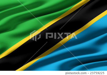 Wrinkled Tanzanian flag closeup texture background (High resolution 3D CG rendering ∕ coloring illustration) 23759225