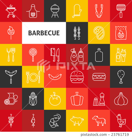 Vector Line Barbecue Icons Vector Line Barbecue Icons 23761719