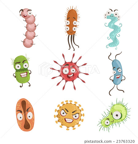 Viruses And Bacterria Cartoon Characters Set 23763320