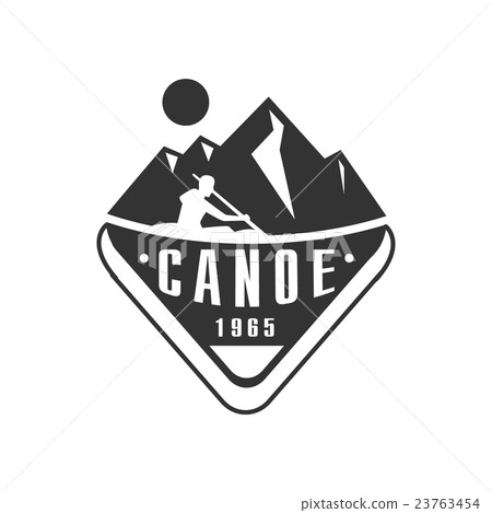 Canoe Camp Black And White Emblem Design 23763454