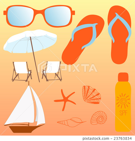Beach set, items for a holiday Beach set, items for a holiday 23763834