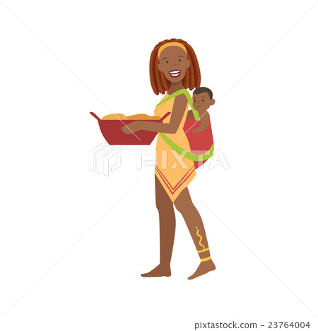 Woman With The Baby On The Back From African Woman With The Baby On The Back From African 23764004