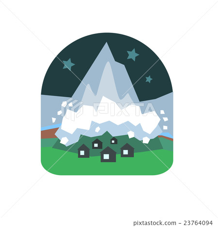 Avalanche Falling Down On Village Natural Force 23764094