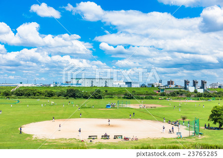 Fresh summer sky and grass baseball 23765285