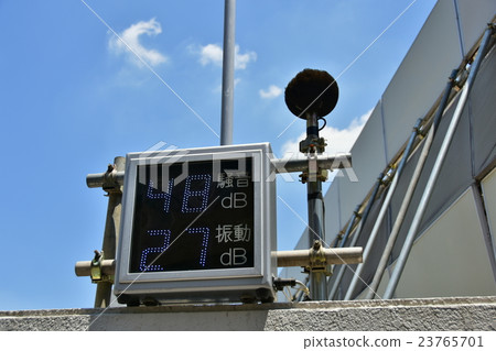 Vibration sound level meter installed at a construction site Vibration sound level meter installed at a construction site 23765701
